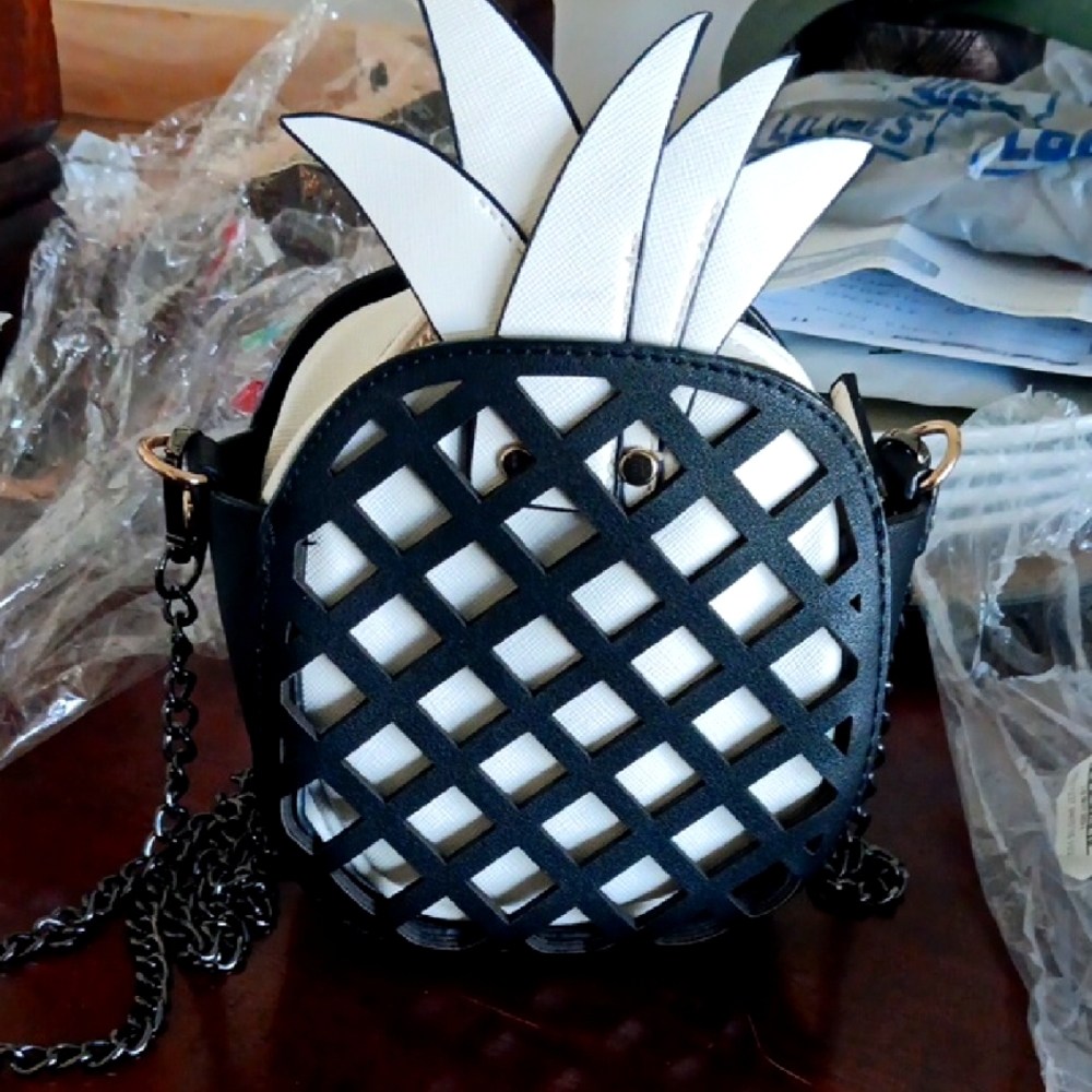 ZARA Chic Black and White Pineapple Crossbody Bag